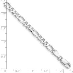 Sterling Silver Rhodium-plated 4.5mm Figaro Chain - 7