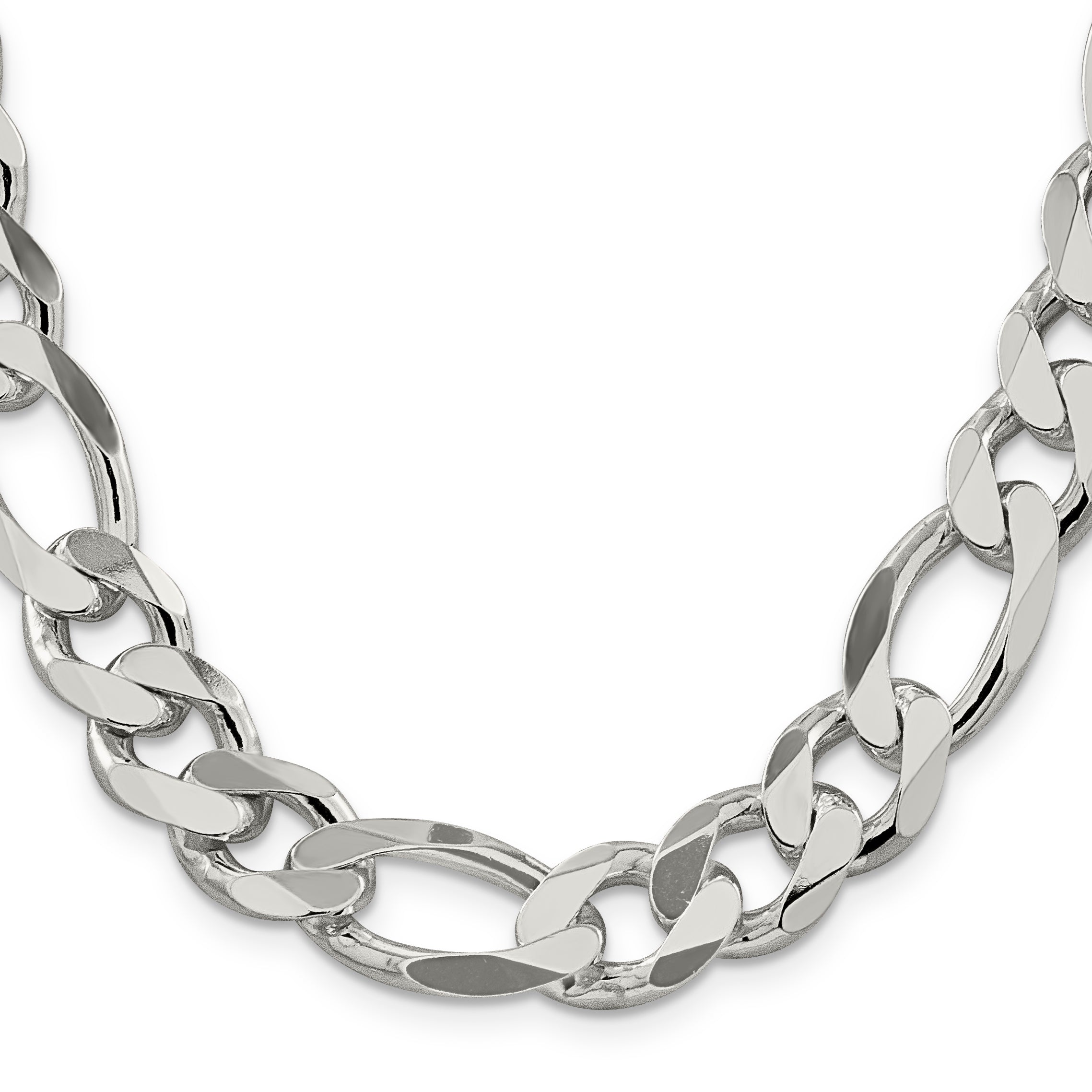 Sophia Jewelers Men's Polished Sterling Silver Figaro Chain Necklace 20 Inch