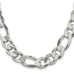 Sophia Jewelers Men's Polished Sterling Silver Figaro Chain Necklace 20 Inch