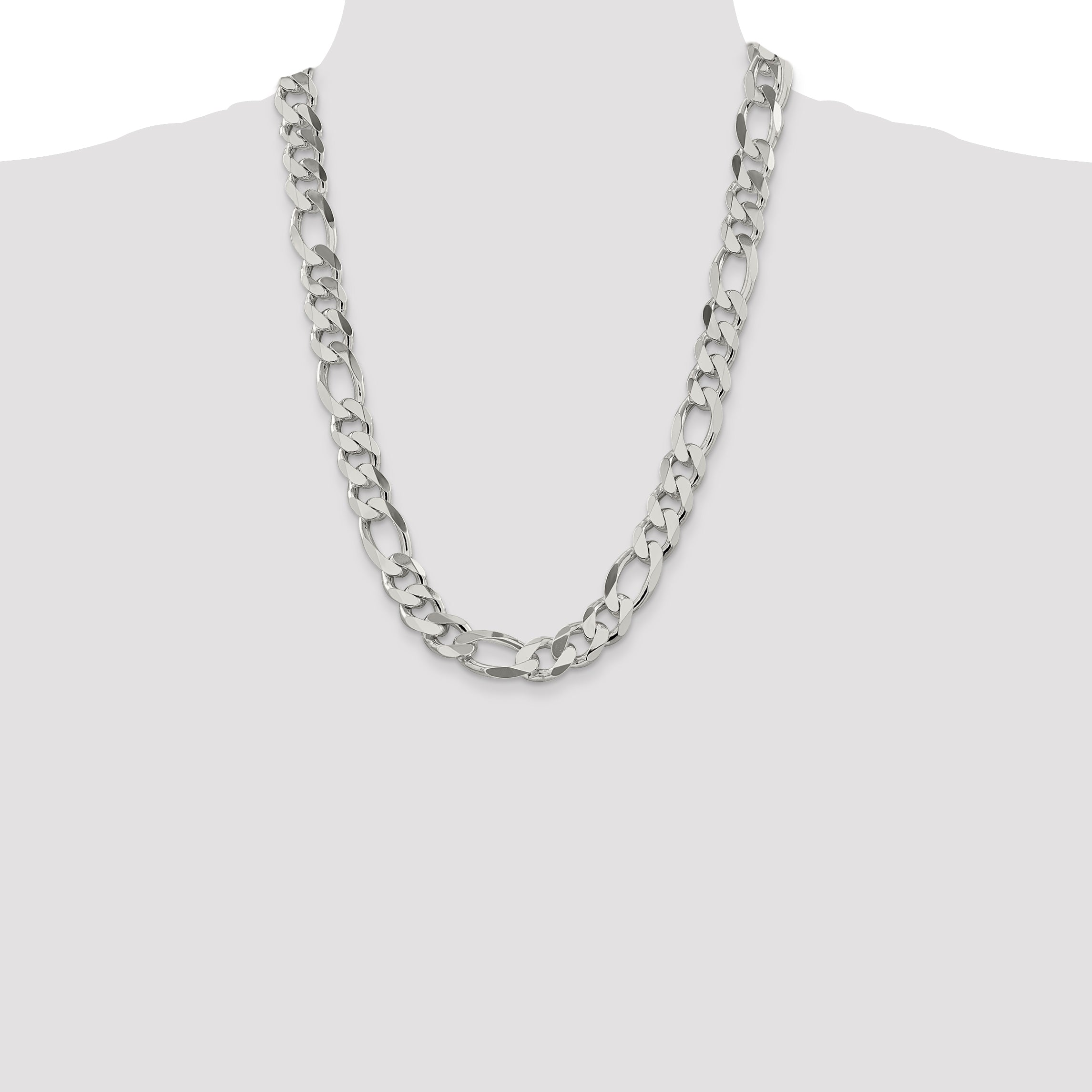 Sophia Jewelers Men's Polished Sterling Silver Figaro Chain Necklace 20 Inch