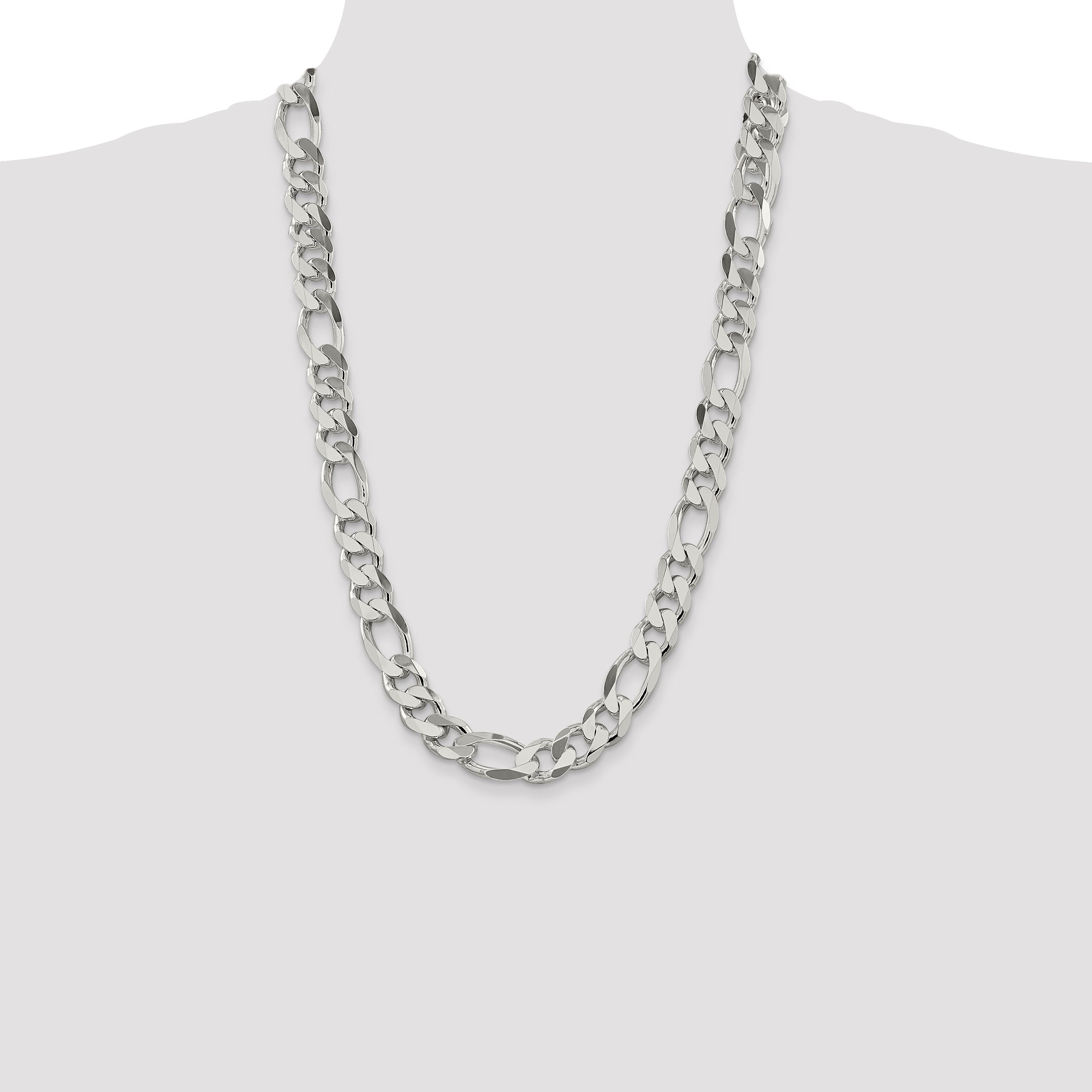 Sophia Jewelers Men's Polished Sterling Silver Figaro Chain Necklace 20 Inch
