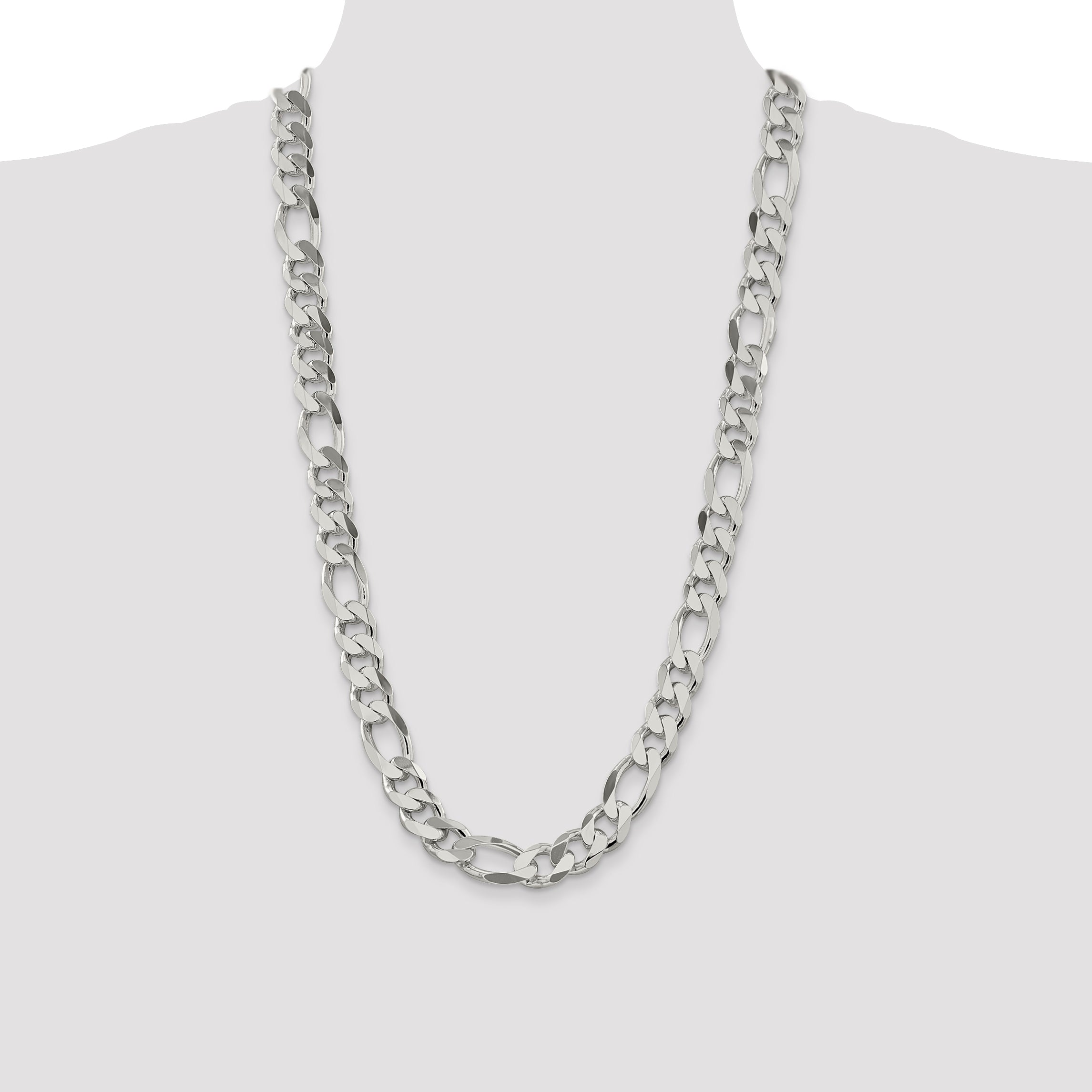 Sophia Jewelers Men's Polished Sterling Silver Figaro Chain Necklace 20 Inch