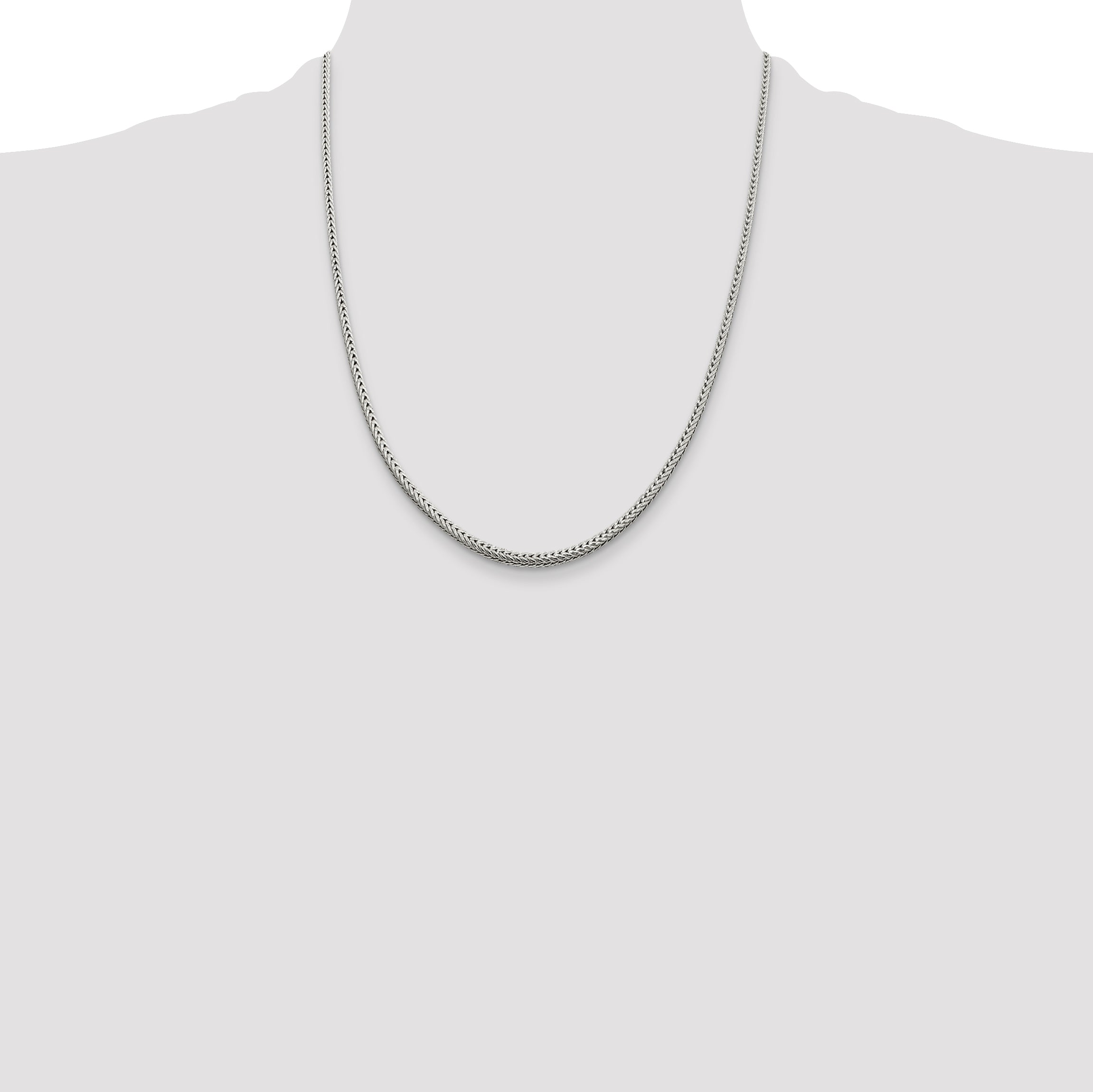 Sterling Silver 2.5mm Diamond-cut Round Franco Chain