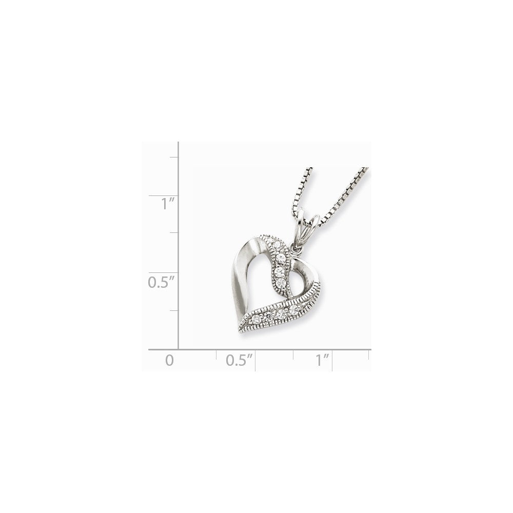 Sterling Silver 925 Rhodium-Plated CZ Heart Necklace Elegant 16 Design