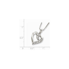 Sterling Silver 925 Rhodium-Plated CZ Heart Necklace Elegant 16 Design