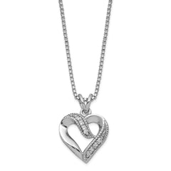 Sterling Silver 925 Rhodium-Plated CZ Heart Necklace Elegant 16 Design