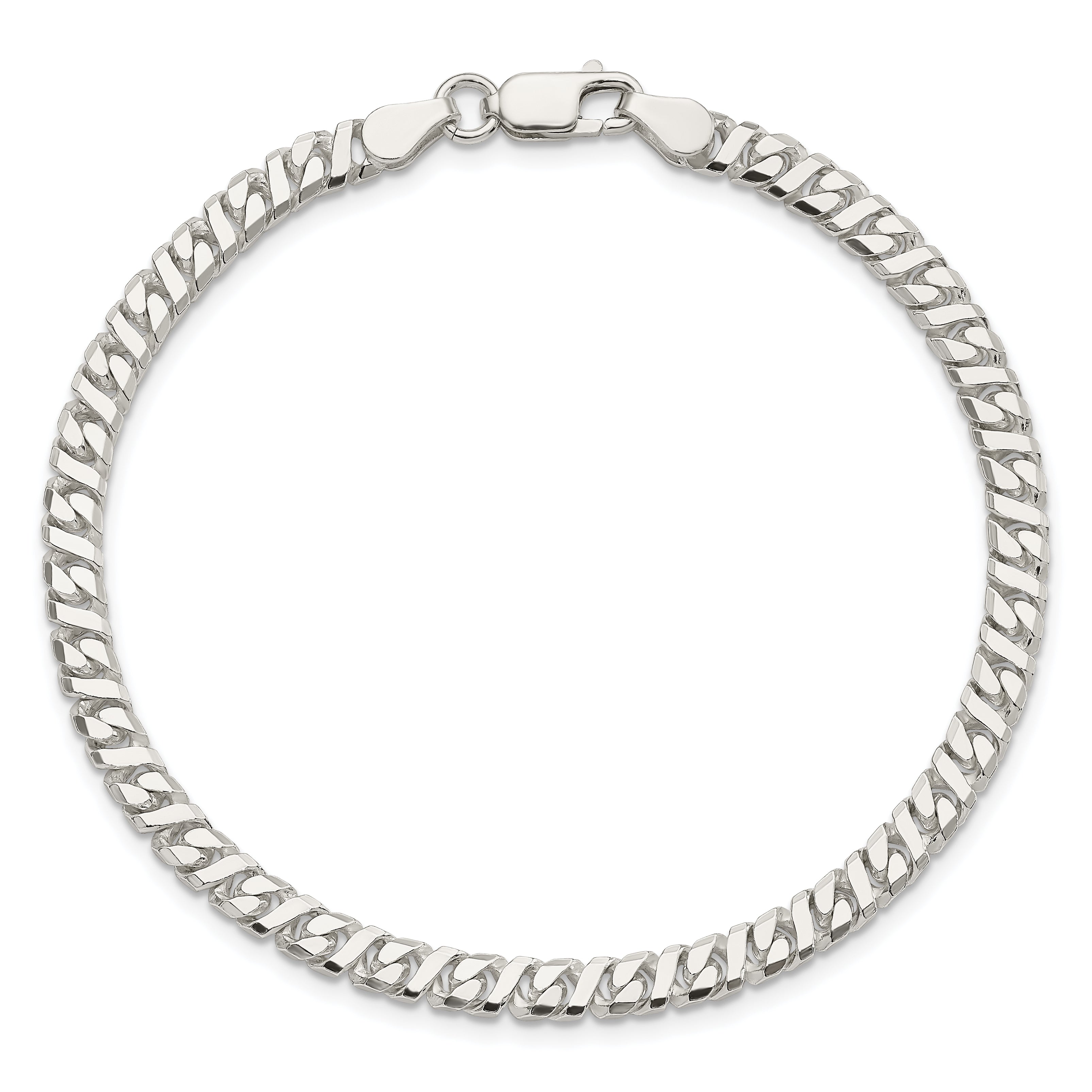 Sterling Silver 4.25mm Fancy Flat Link Bracelet