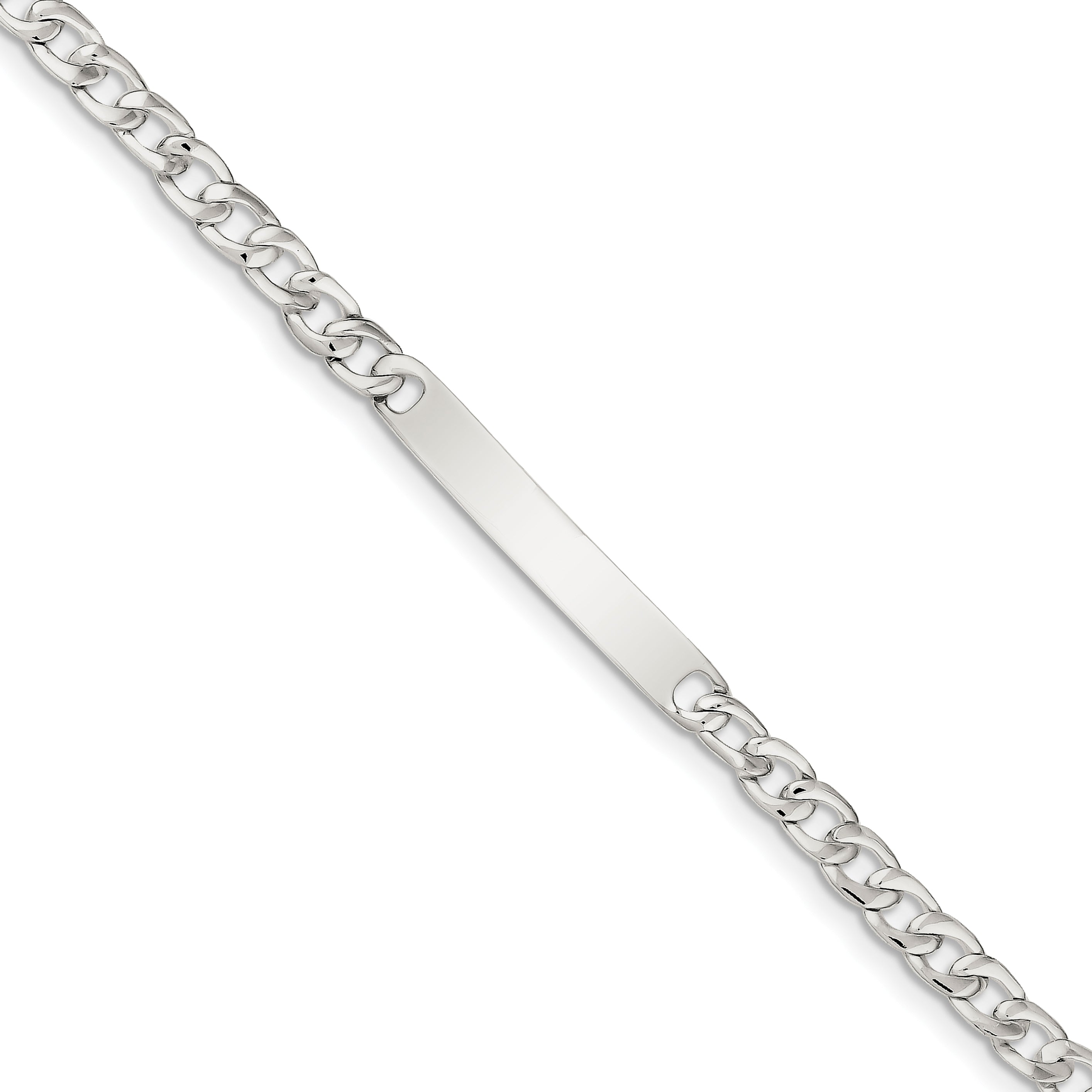 Sterling Silver Small ID Plate, Curb Link Bracelet