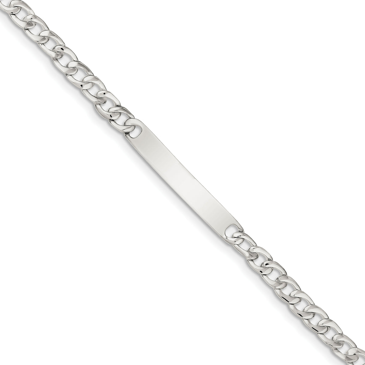 Sterling Silver Small ID Plate, Curb Link Bracelet