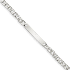 Sterling Silver Small ID Plate, Curb Link Bracelet