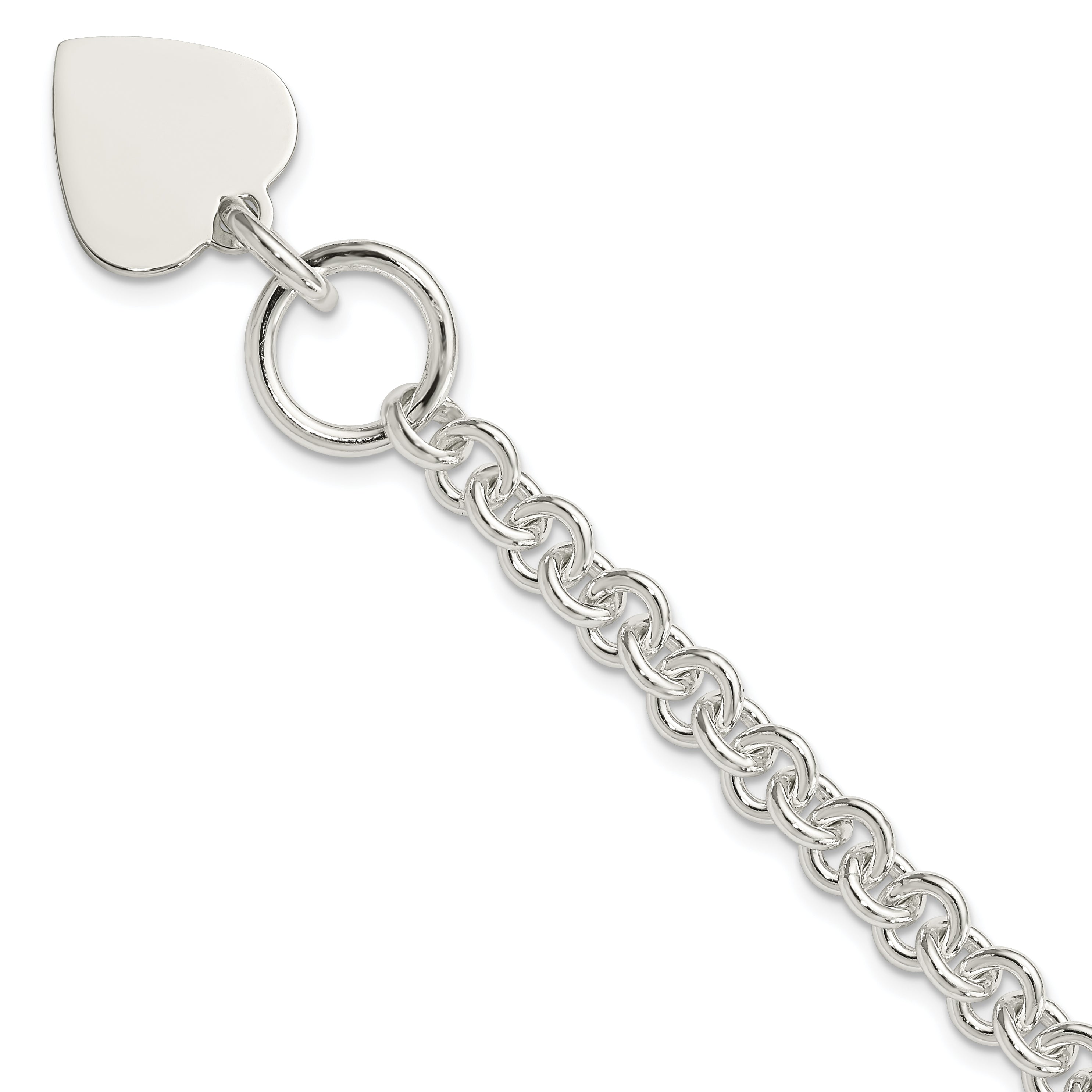 Sterling Silver Engraveable Heart Disc on Fancy Link Toggle Bracelet Main image
