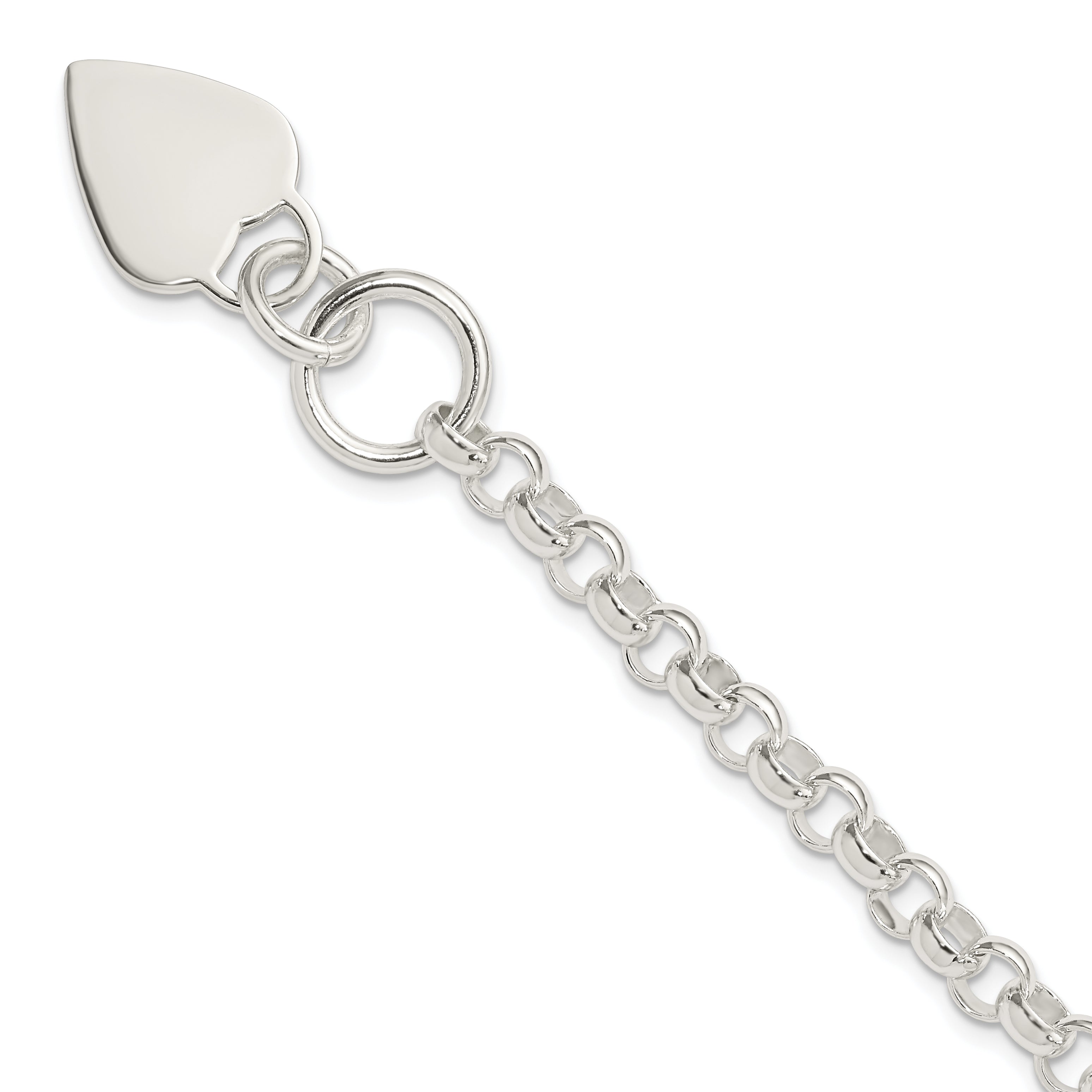 Sterling Silver Engraveable Heart Disc on Fancy Link Toggle Bracelet Main image