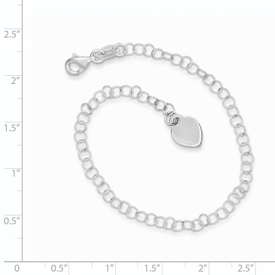 Sterling Silver Heart Charm Childs Bracelet - 6
