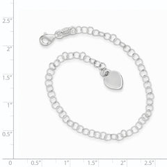 Sterling Silver Heart Charm Childs Bracelet - 6