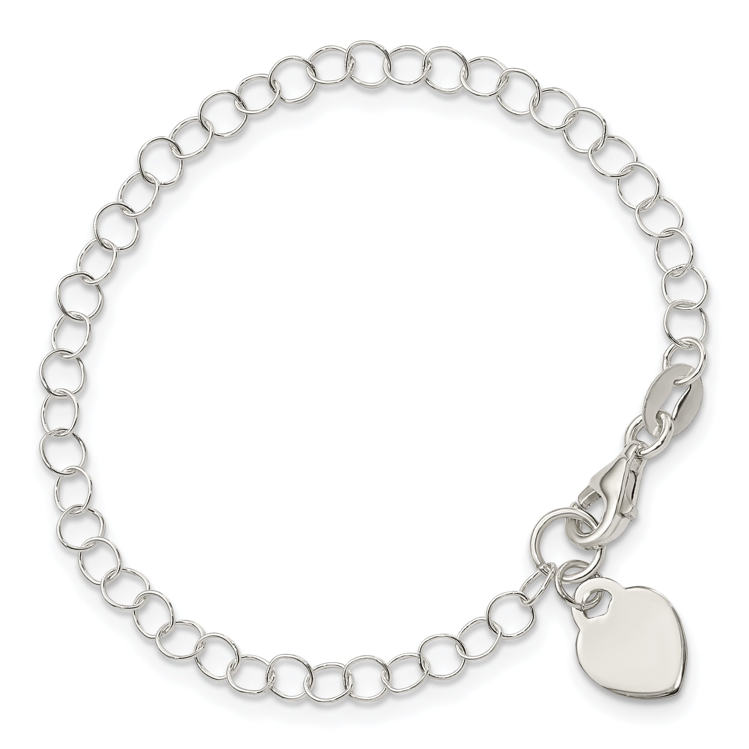 Sterling Silver Heart Charm Childs Bracelet