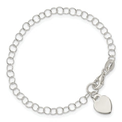 Sterling Silver Heart Charm Childs Bracelet - 6