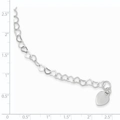 Sterling Silver Heart Link Childs Bracelet