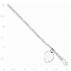 Sterling Silver Engraveable Heart Charm Bracelet