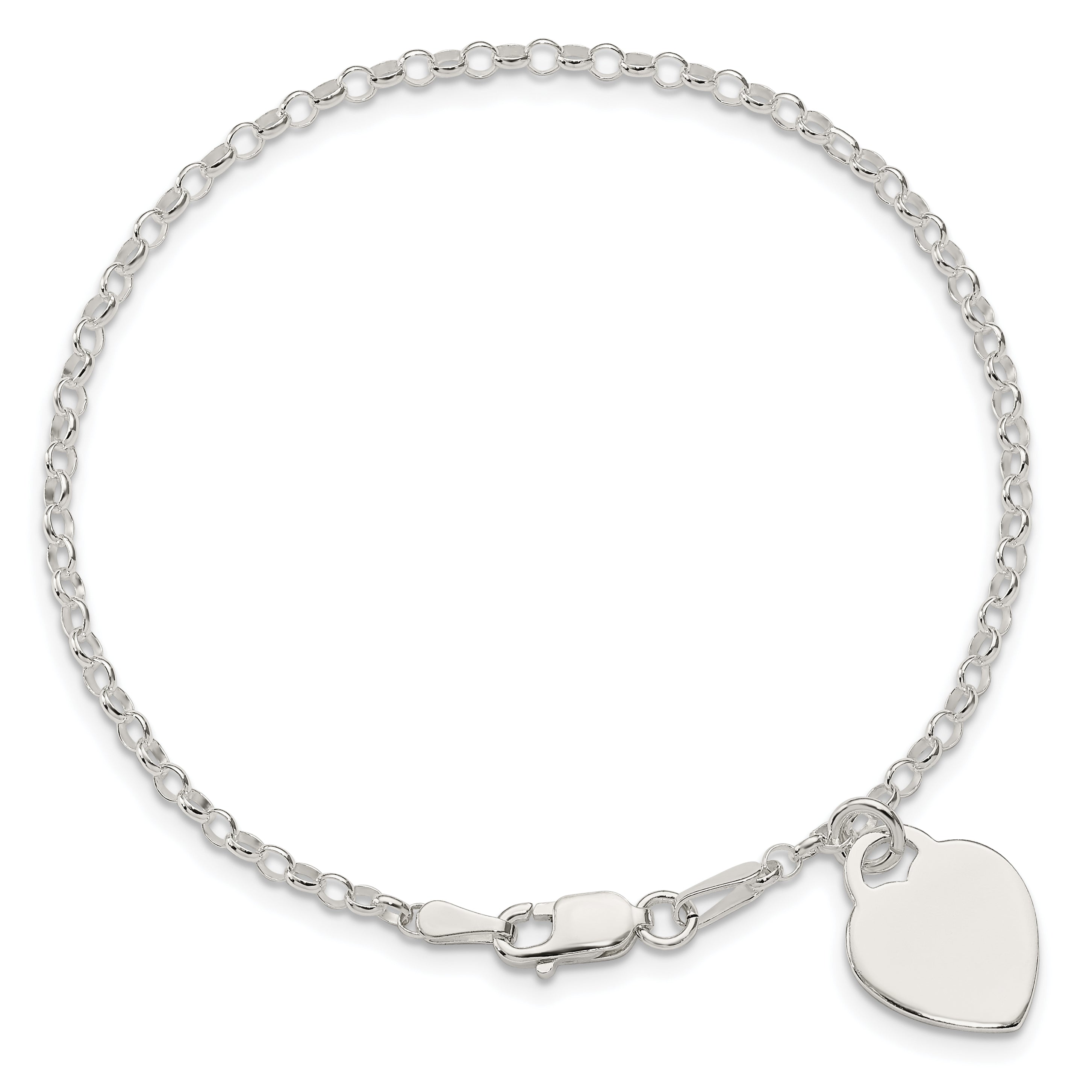 Sterling Silver Engraveable Heart Charm Bracelet