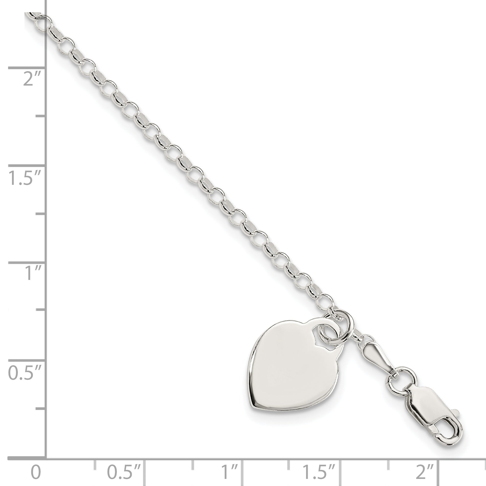 Sterling Silver Engraveable Heart Charm Bracelet