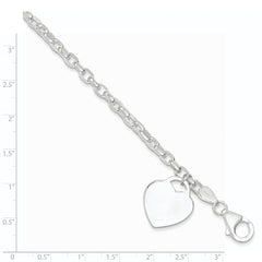 Sterling Silver 1.9mm Engraveable Heart Charm Bracelet