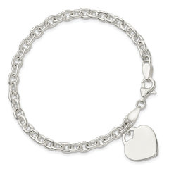 Sterling Silver 1.5mm Engraveable Heart Charm Bracelet