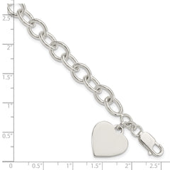 Sterling Silver Engraveable Heart Fancy Link Bracelet
