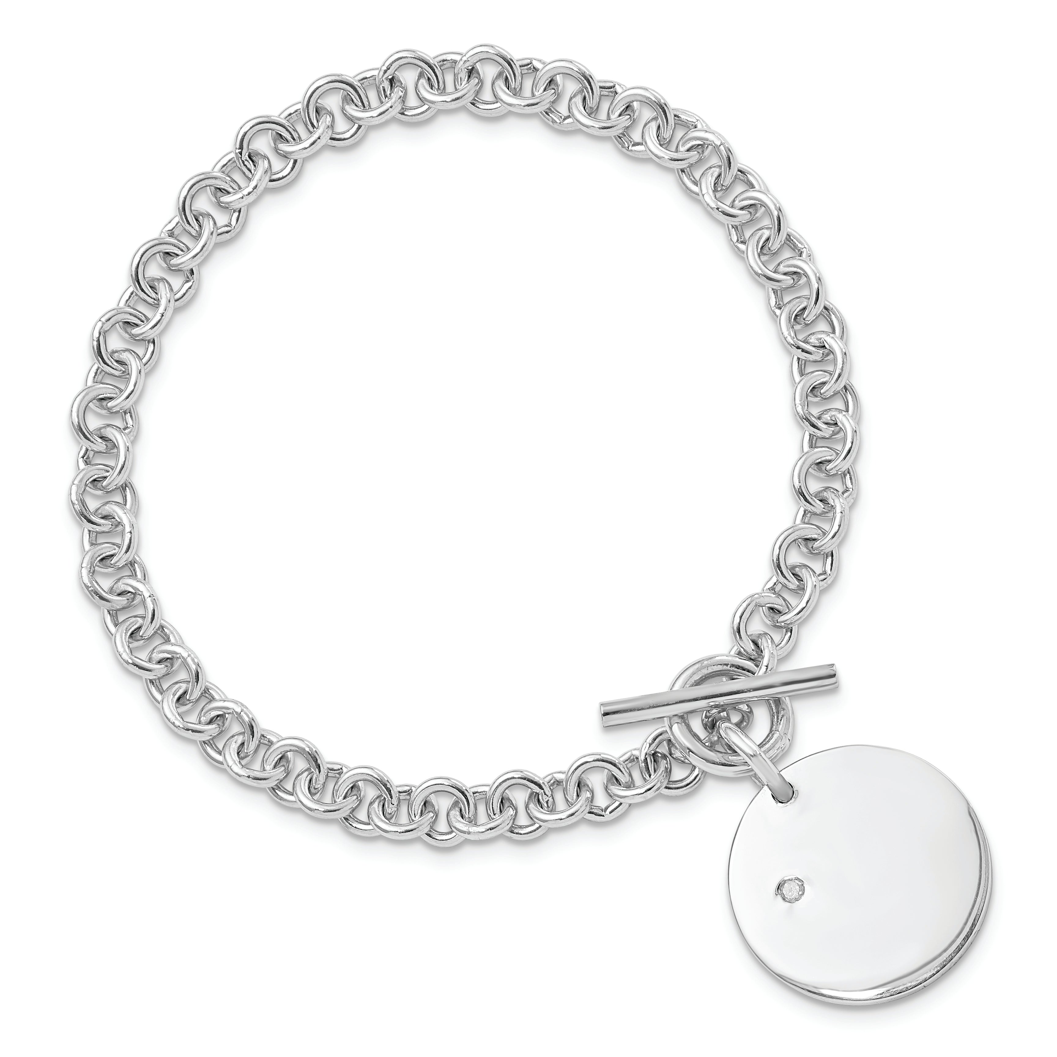 Sterling Silver Rhodium-plated .03ct Diamond Disc Bracelet