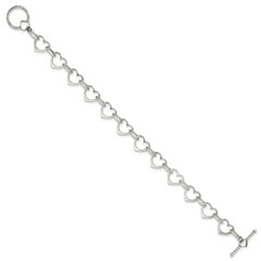 Sterling Silver Heart and Circle Link Bracelet