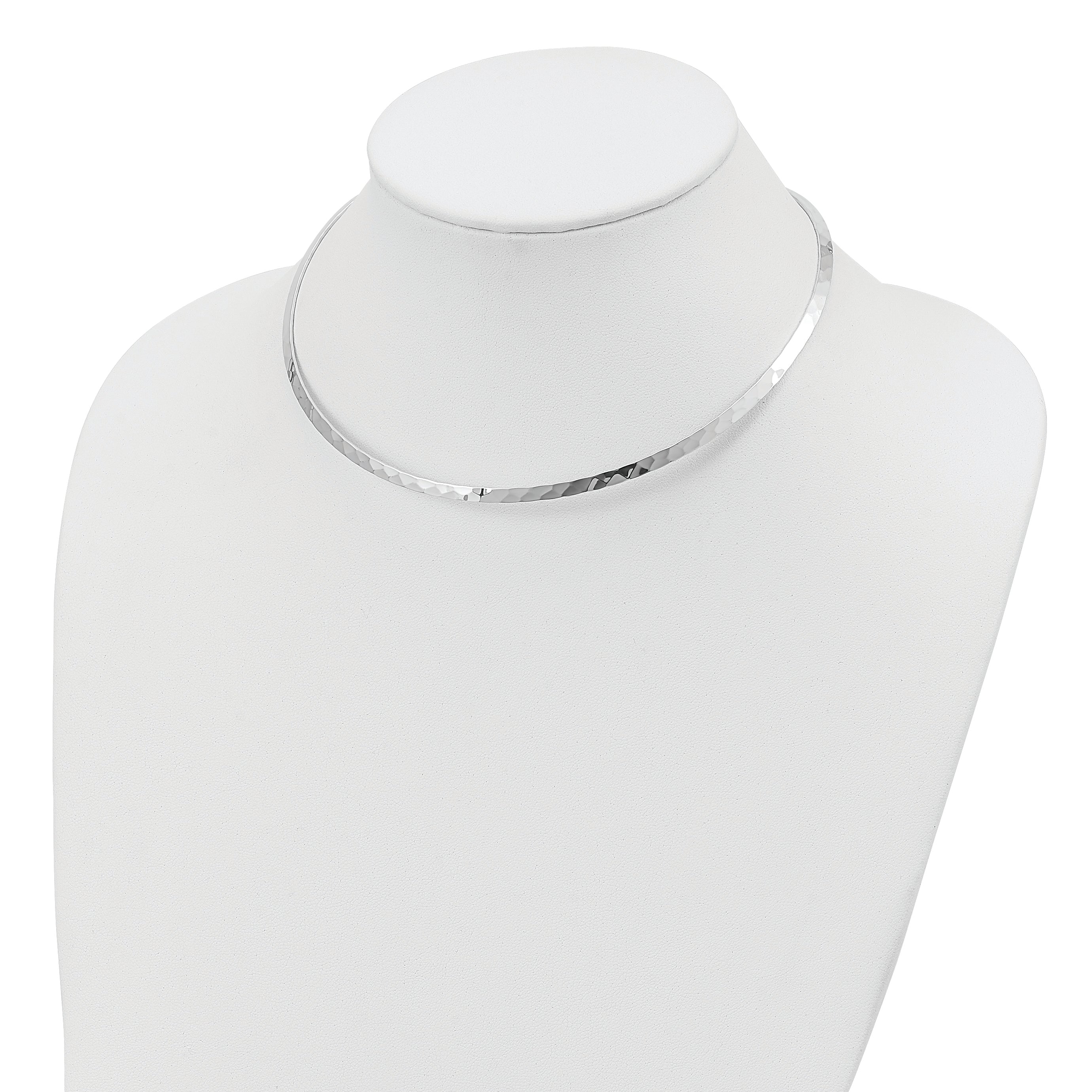 Sophia Jewelers Sterling Silver 3.5mm Polished Hammered Women's Neck Collar