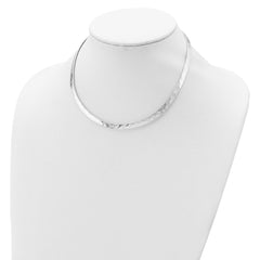 Sterling Silver 925 Polished Hammered Neck Collar Elegant Women's Jewelry