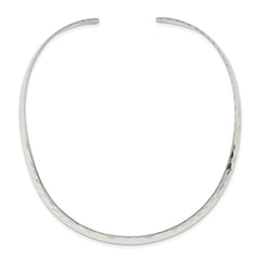 Sterling Silver 925 Polished Hammered Neck Collar Elegant Women's Jewelry