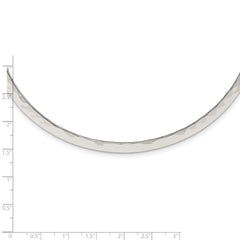 Sterling Silver 925 Polished Hammered Neck Collar Elegant Women's Jewelry