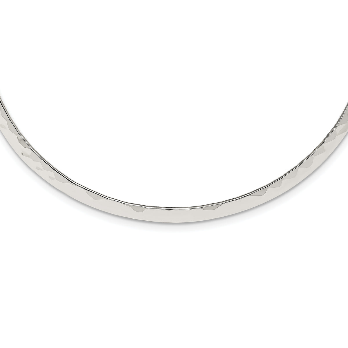 Sterling Silver Polished Hammered 6mm Neck Collar