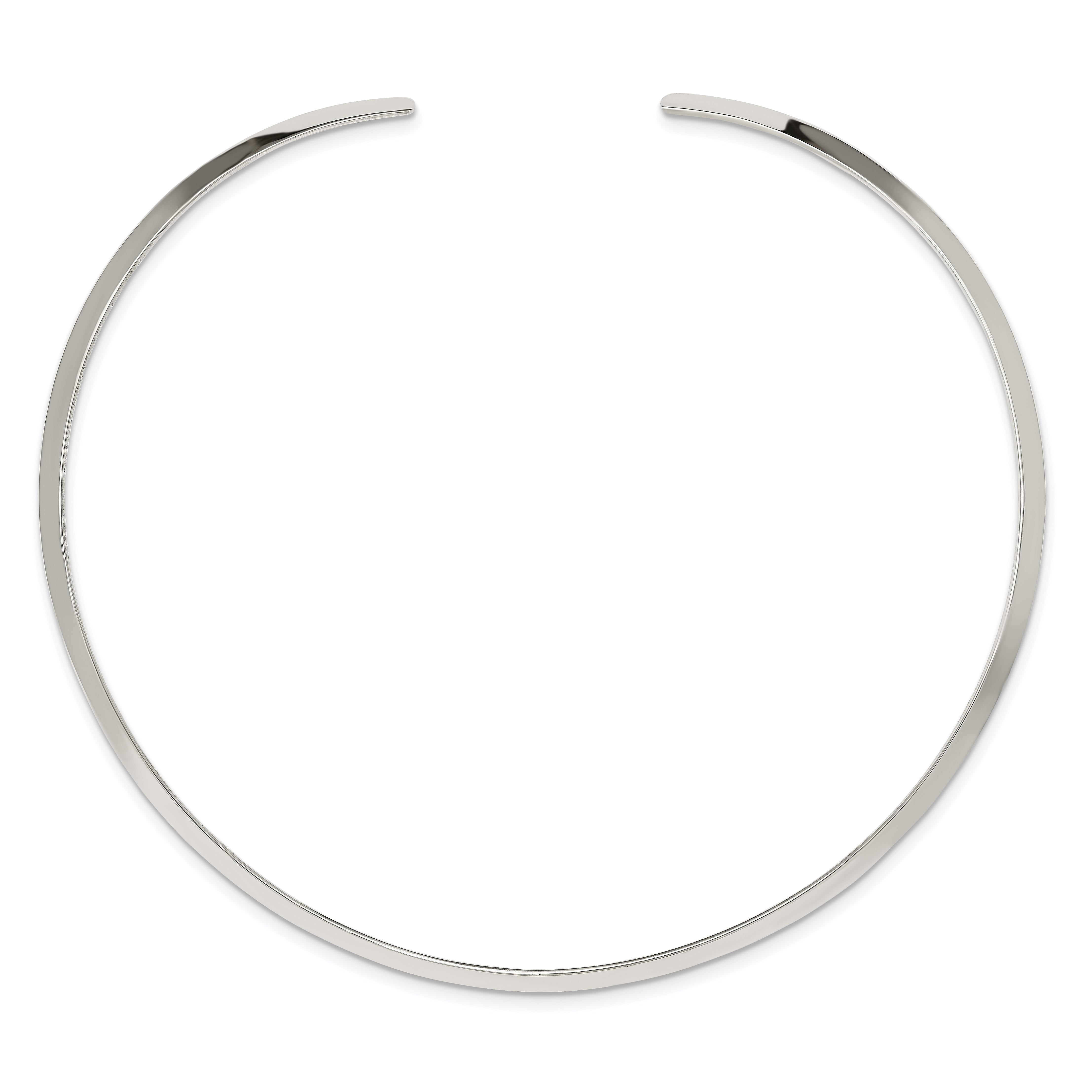 Sterling Silver 925 Women's Polished Solid Neck Collar 4mm Elegant Design