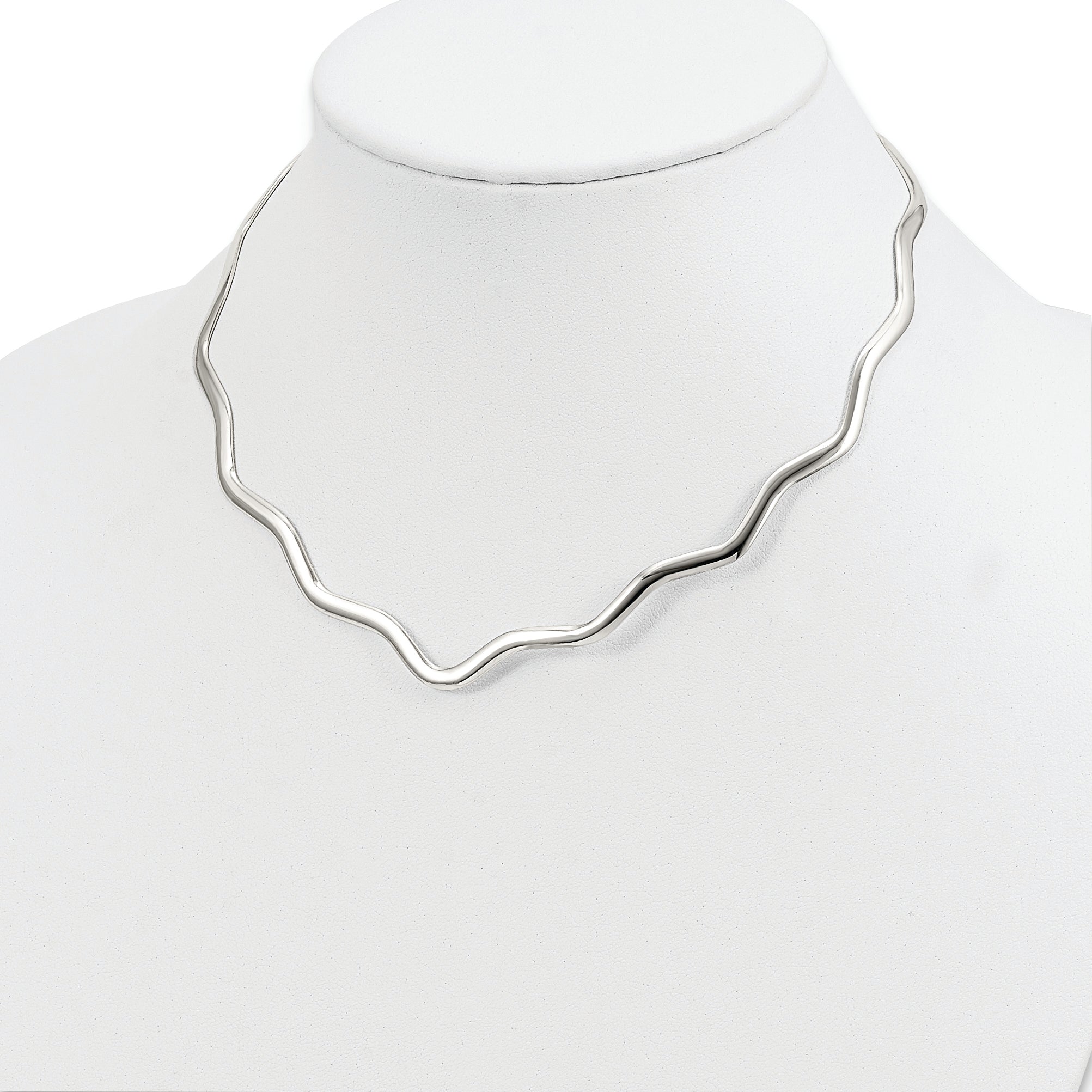 Sterling Silver 925 Polished Women's V-Shape Neck Collar