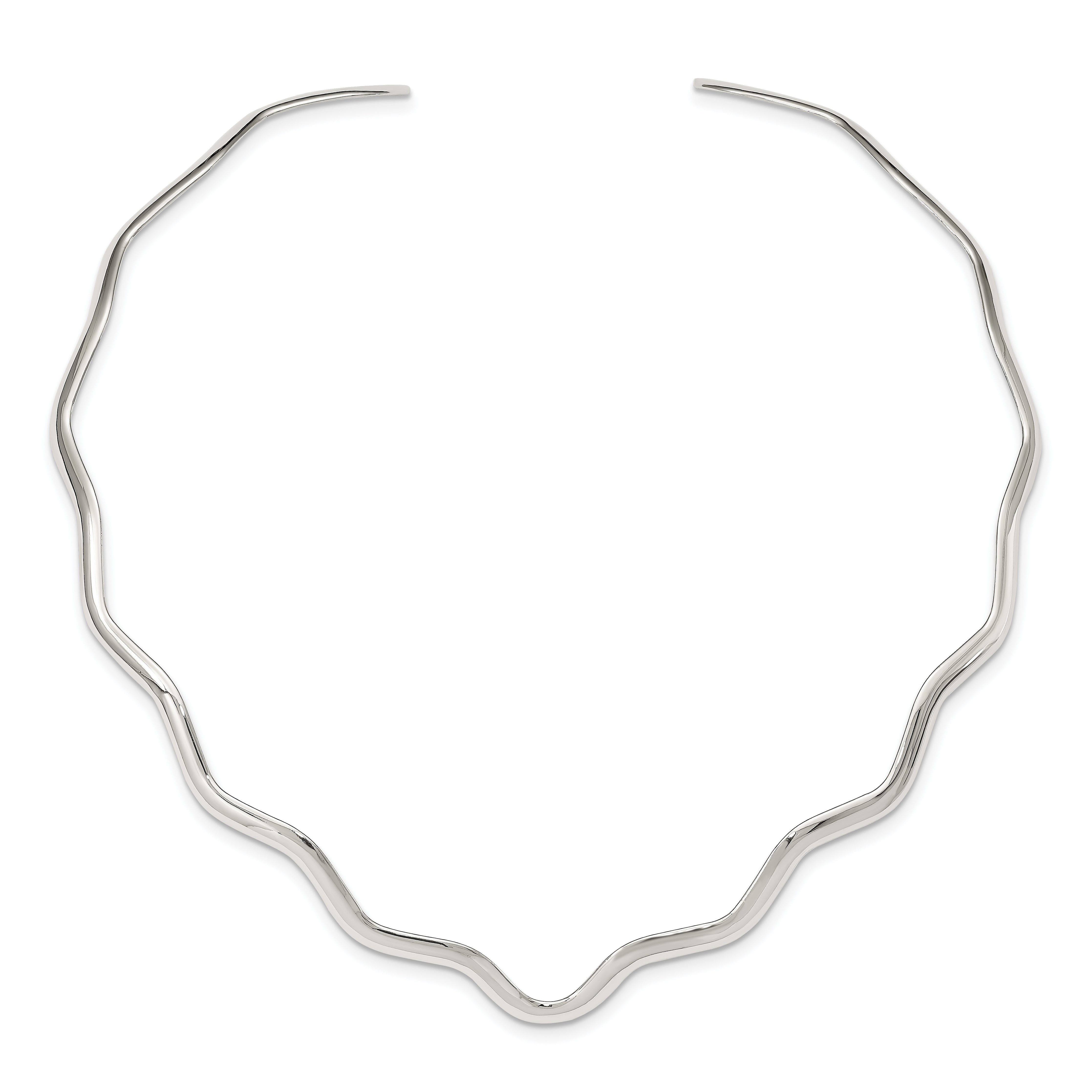 Sterling Silver 925 Polished Women's V-Shape Neck Collar