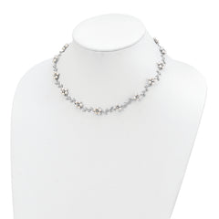Sophia Jewelers Sterling Silver CZ Vine and Pearl 16-Inch Floral Necklace - 16