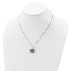 Sterling Silver 925 Floral Heart Locket Necklace with Marcasite Details