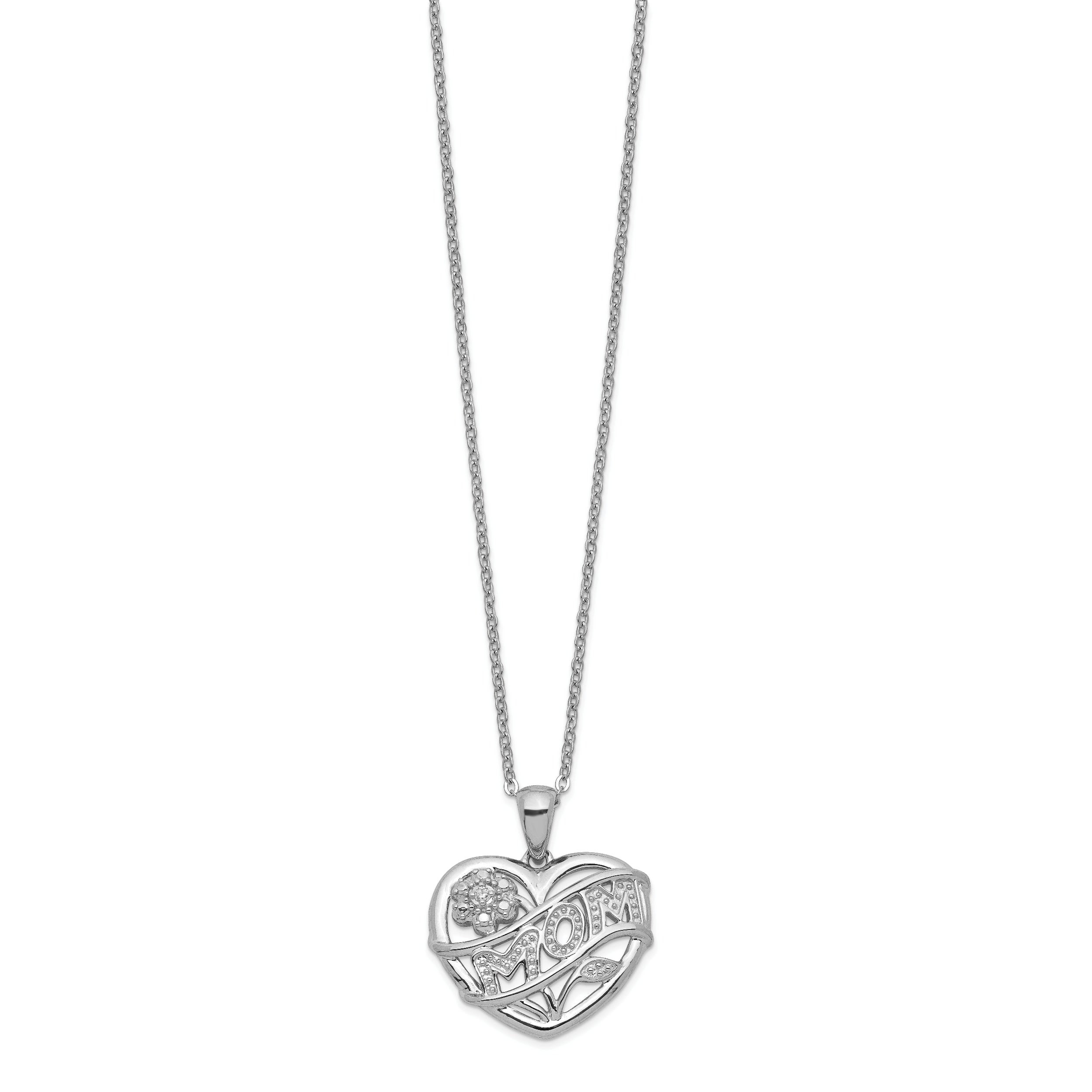Sophia Jewelers Sterling Silver 925 MOM Necklace with Cubic Zirconia Charm