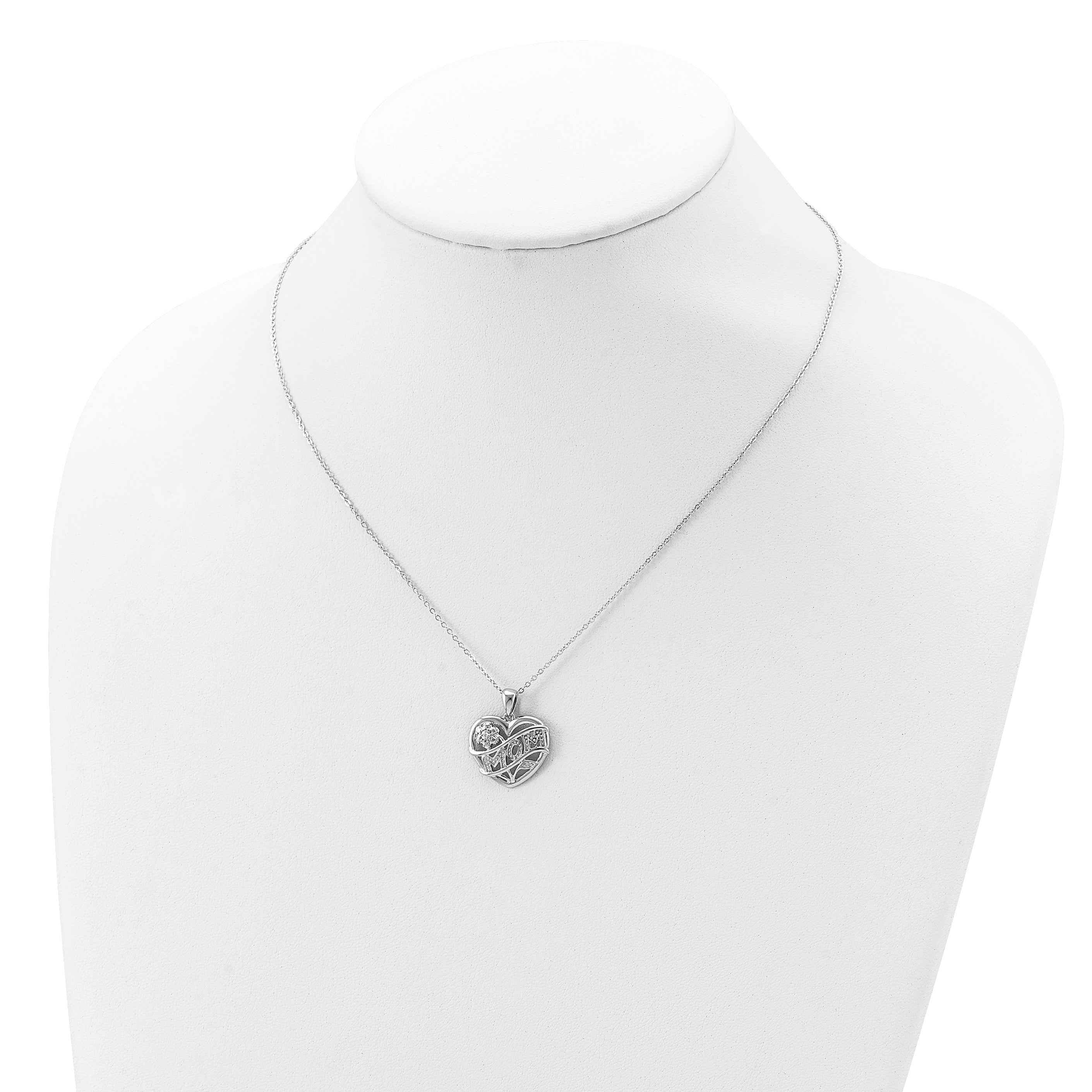 Sophia Jewelers Sterling Silver 925 MOM Necklace with Cubic Zirconia Charm