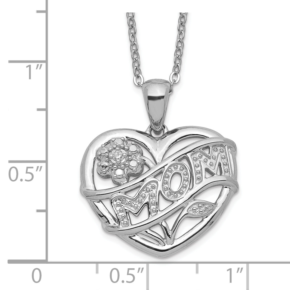 Sophia Jewelers Sterling Silver 925 MOM Necklace with Cubic Zirconia Charm