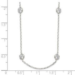 Sterling Silver CZ Station Necklace with Polished 925 Finish