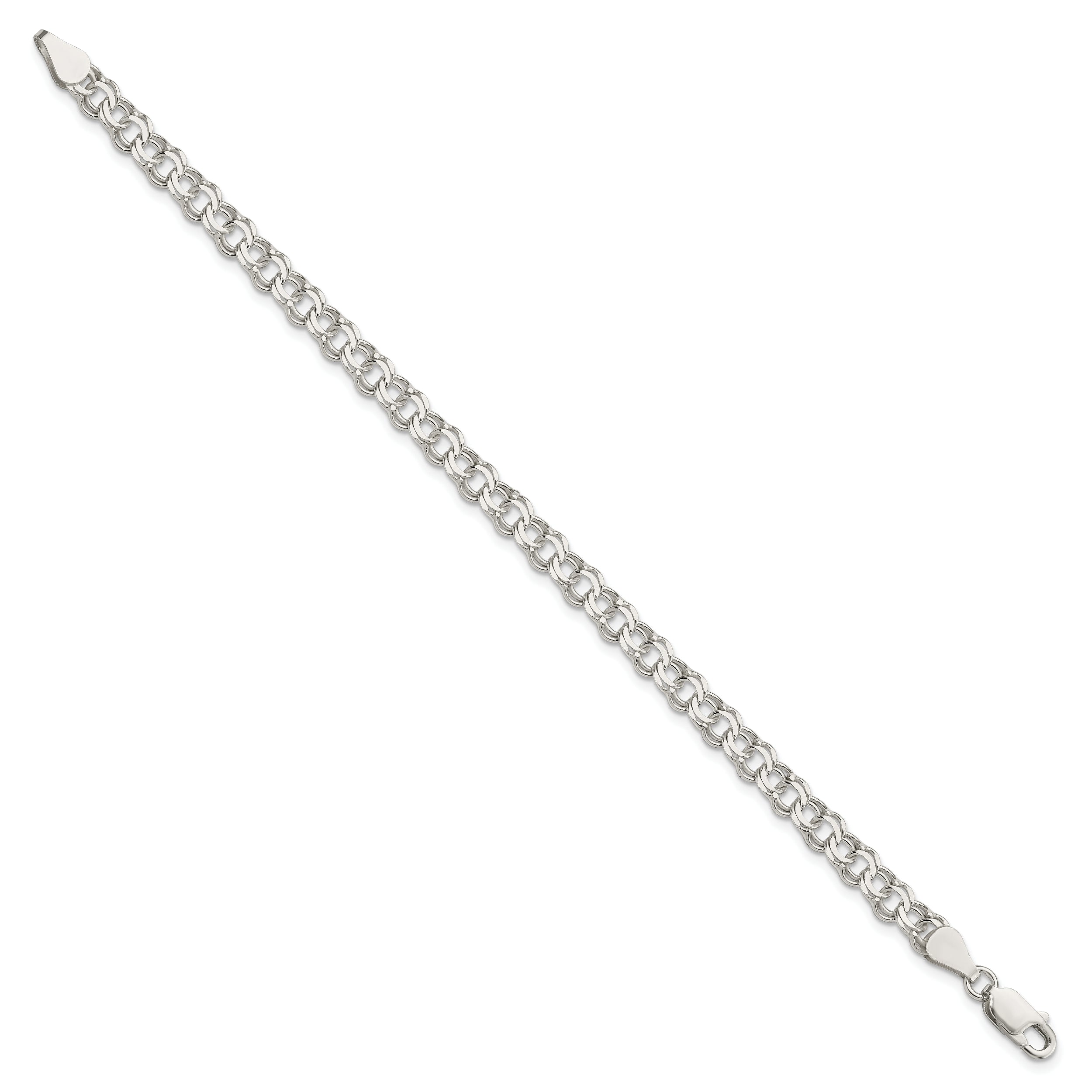 Sterling Silver 5.5mm Double Link Charm Bracelet - 6