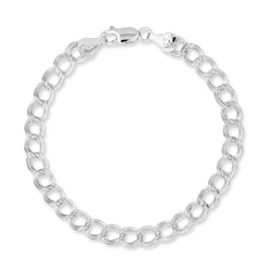 Sterling Silver 6mm Double Link Charm Bracelet