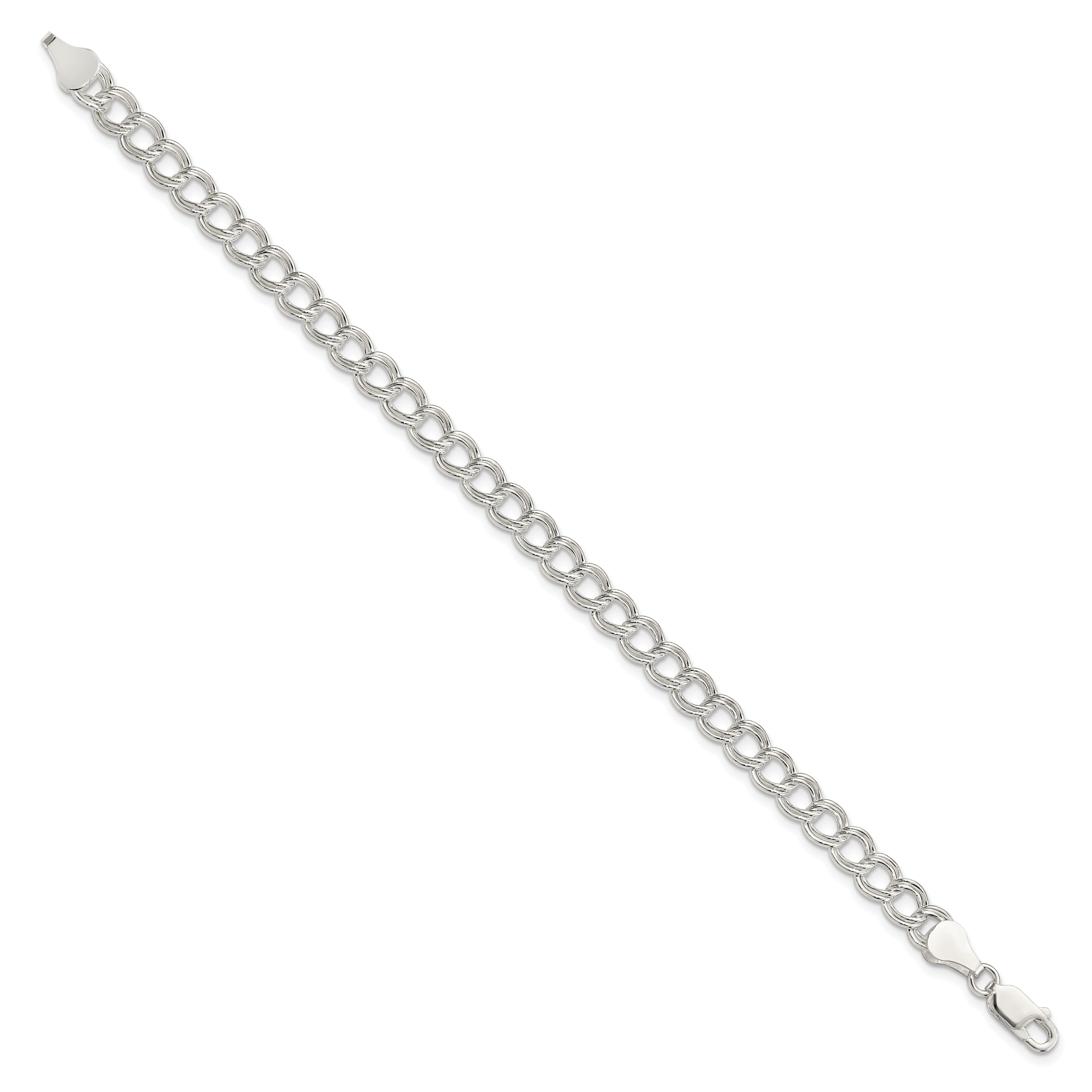 Sterling Silver 6mm Double Link Charm Bracelet Secondary image