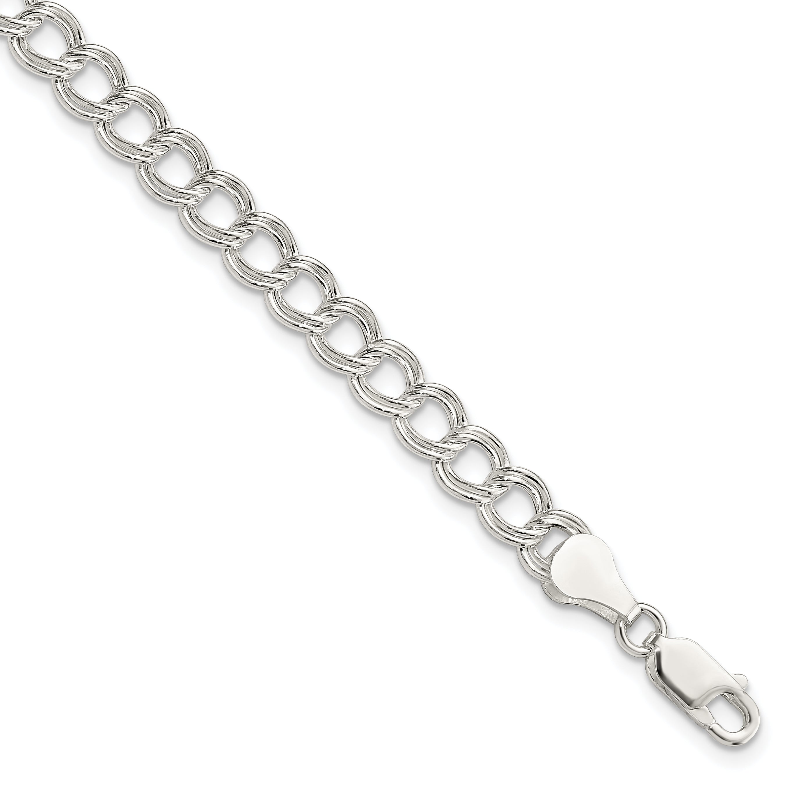 Sterling Silver 6mm Double Link Charm Bracelet Main image