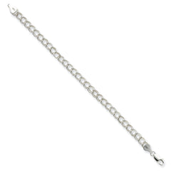 Sterling Silver Rhodium Plated 6mm Double Link Charm Bracelet