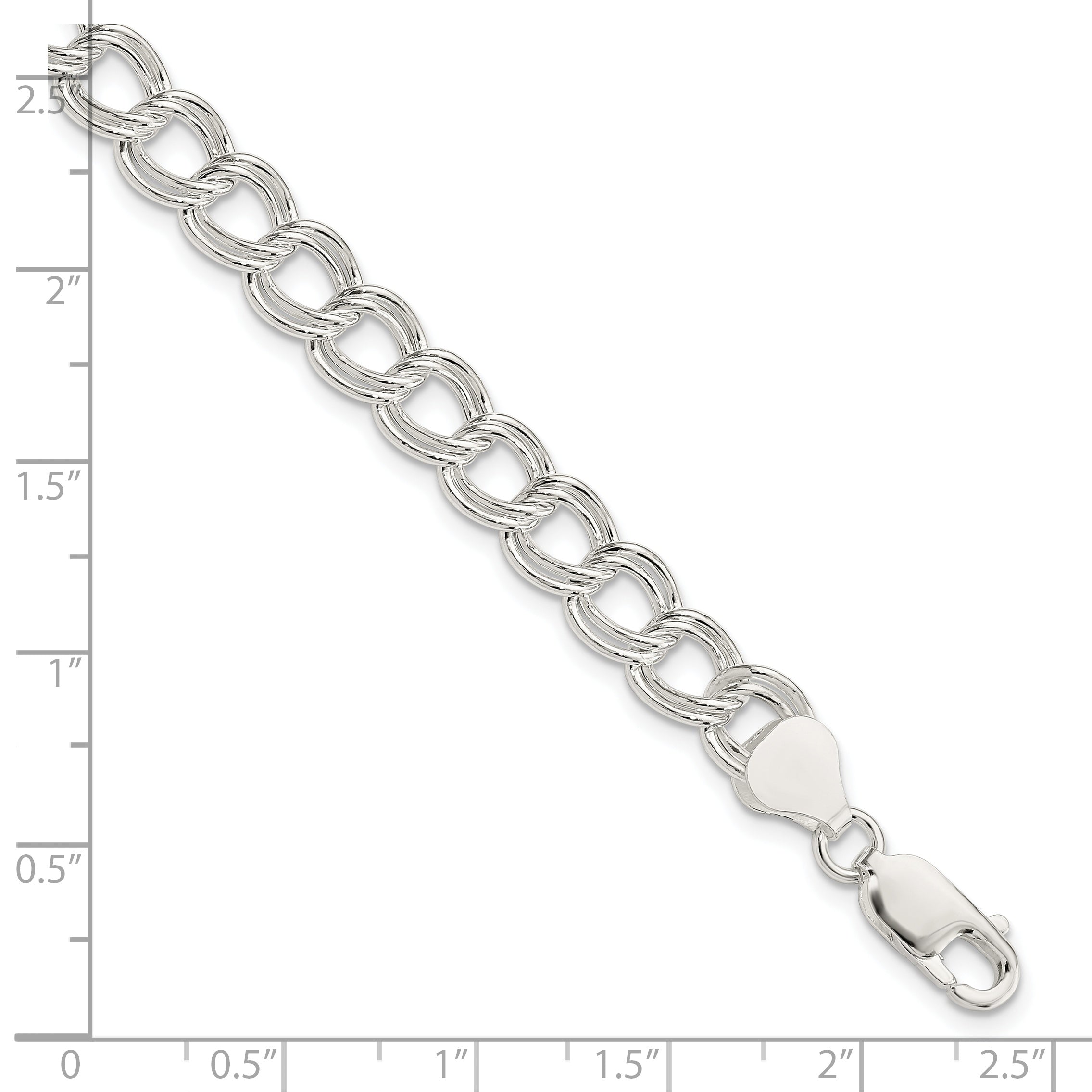 Sterling Silver 7.5mm Double Link Charm Bracelet