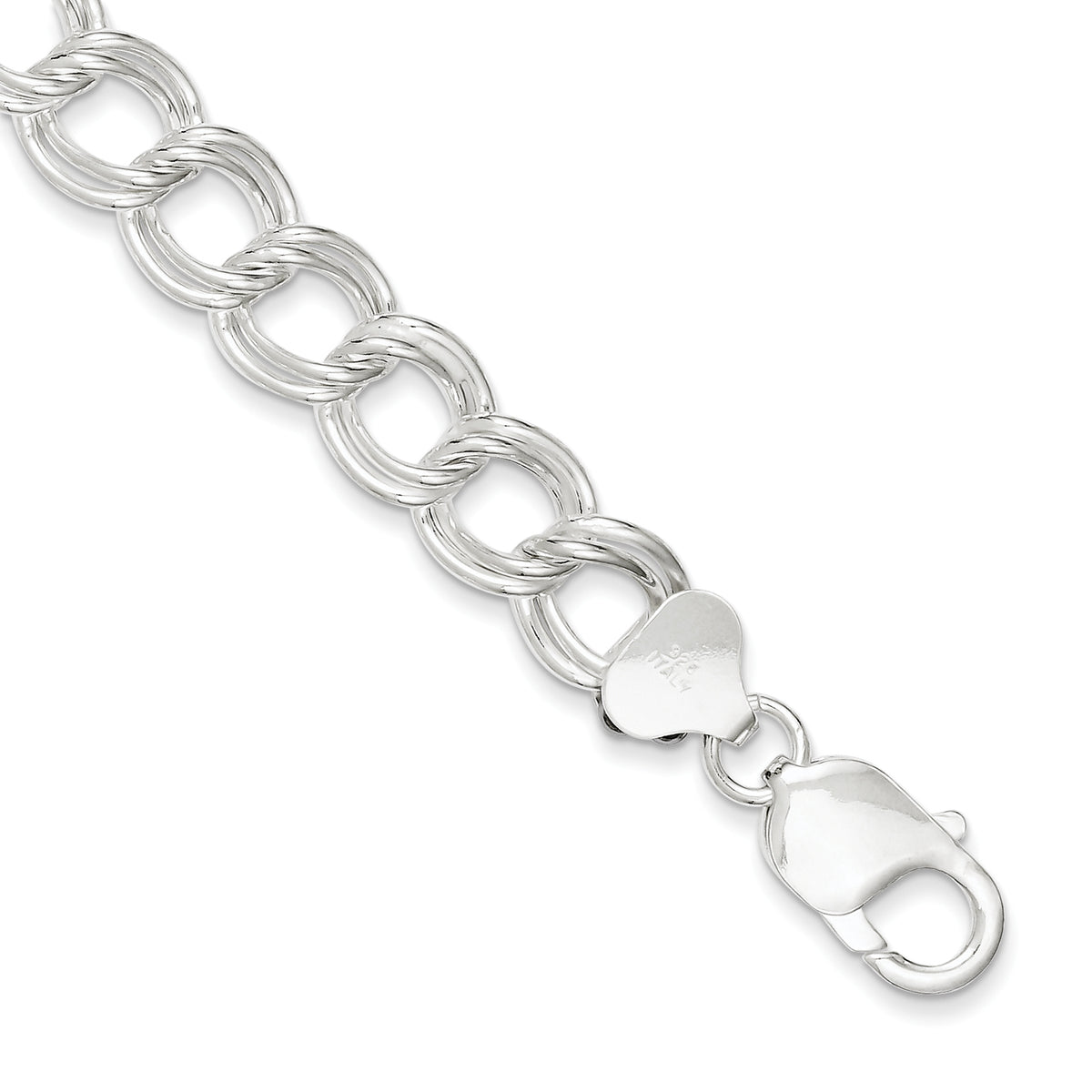 Sterling Silver 10.5mm Double Link Charm Bracelet